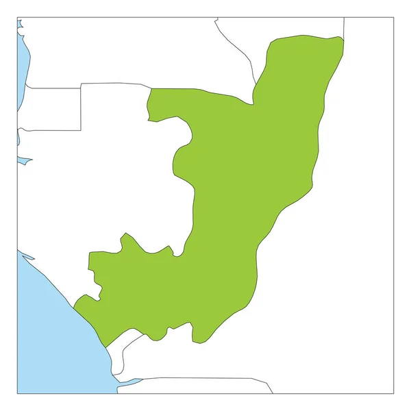 Mappa della Repubblica del Congo verde evidenziato con i paesi vicini — Vettoriale Stock