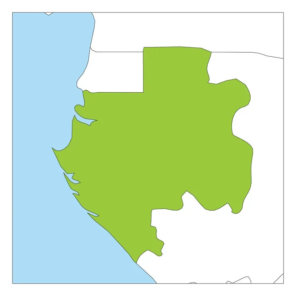 Mapa Gabonu Zielona podświetlona z krajami sąsiadującymi — Wektor stockowy