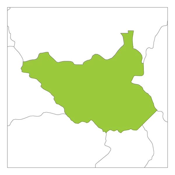 Carte du Soudan du Sud verte mise en évidence avec les pays voisins — Image vectorielle