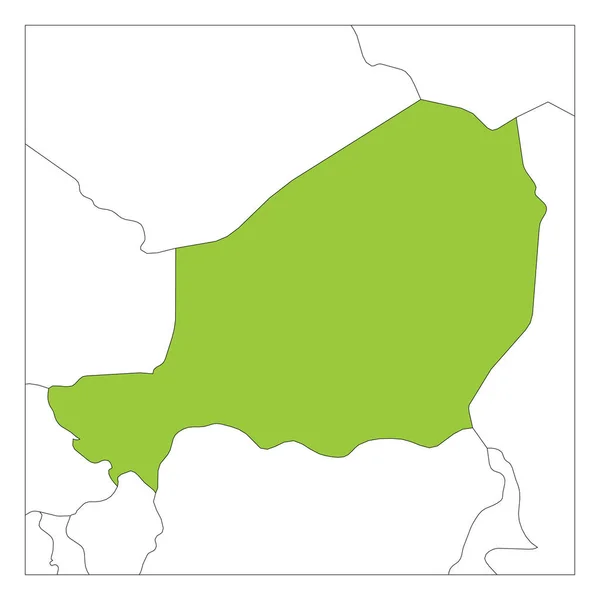 Mapa Czadu Zielona podświetlona z krajami sąsiadującymi — Wektor stockowy