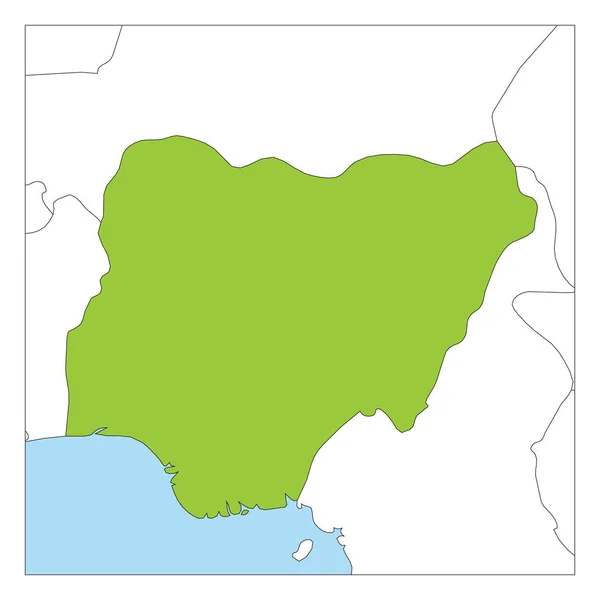 이웃 국가와 강조 나이지리아 녹색의지도 — 스톡 벡터