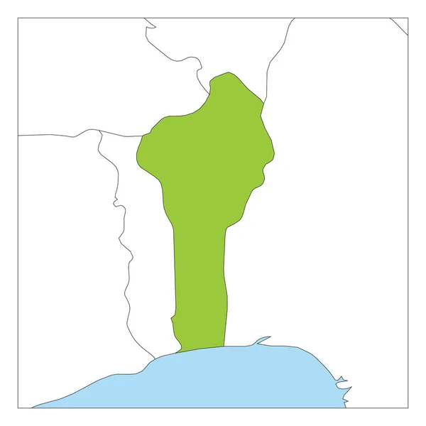 Χάρτης του Μπενίν πράσινου που τονίστηκε με γειτονικές χώρες — Διανυσματικό Αρχείο