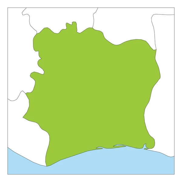 Mapa da Costa do Marfim verde destacado com países vizinhos —  Vetores de Stock