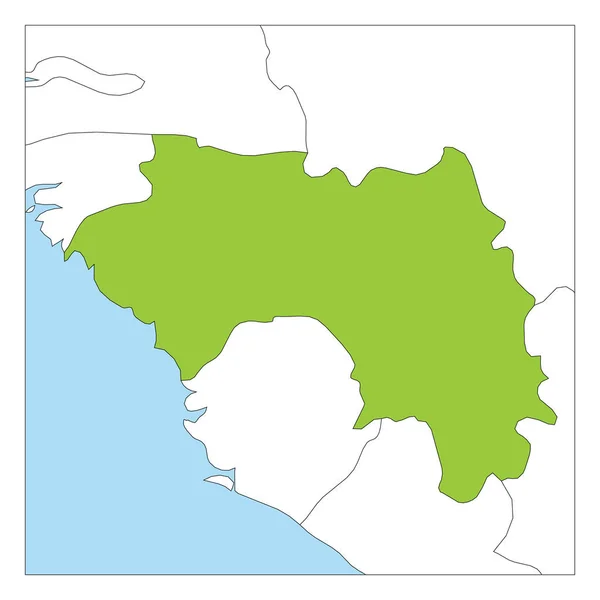 Mapa de Guinea verde resaltado con los países vecinos — Archivo Imágenes Vectoriales