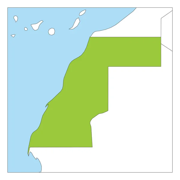 Karta över Västsahara grön markerad med grannländerna — Stock vektor