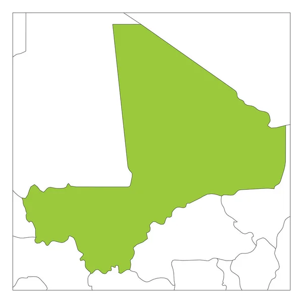 Карта Мали зеленый выделены с соседними странами — стоковый вектор