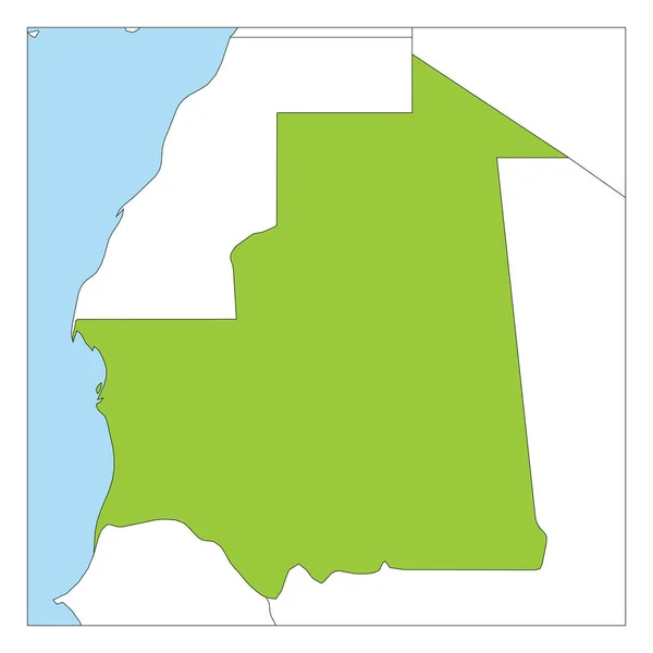 Mapa da Mauritânia verde destacado com países vizinhos —  Vetores de Stock