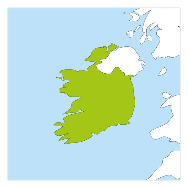 İrlanda yeşil haritası komşu ülkeler ile vurgulanır — Stok Vektör