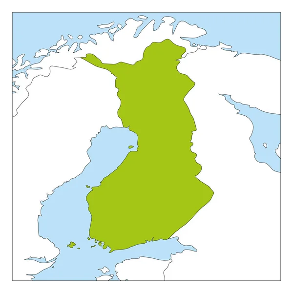 Mapa Finlandii Zielona podświetlona z krajami sąsiadującymi — Wektor stockowy