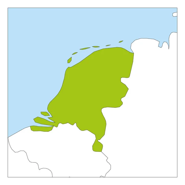 Mappa di Paesi Bassi verde evidenziato con i paesi vicini — Vettoriale Stock