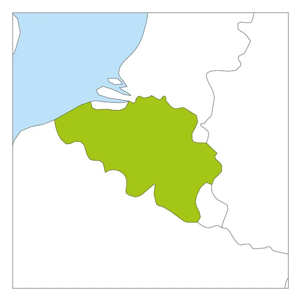 Mapa da Bélgica verde destacado com países vizinhos —  Vetores de Stock