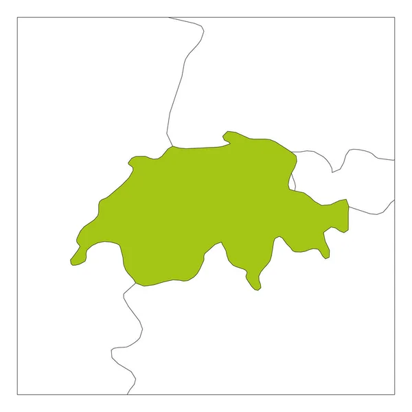 Mapa de Suiza verde resaltado con los países vecinos — Archivo Imágenes Vectoriales