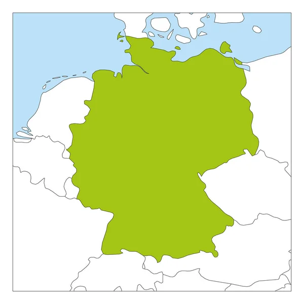 Карта Німеччини зелений підкреслив з сусідніми країнами — стоковий вектор