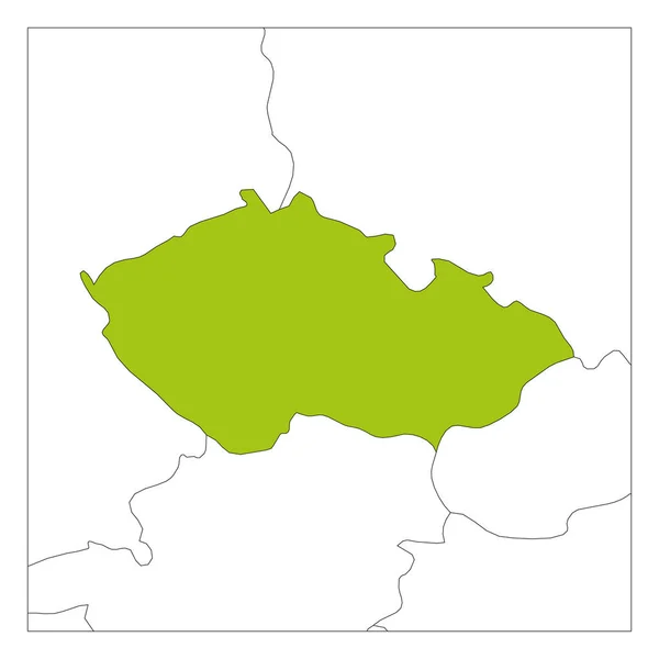 Çek Cumhuriyeti yeşil haritası komşu ülkelerle vurgulandı — Stok Vektör