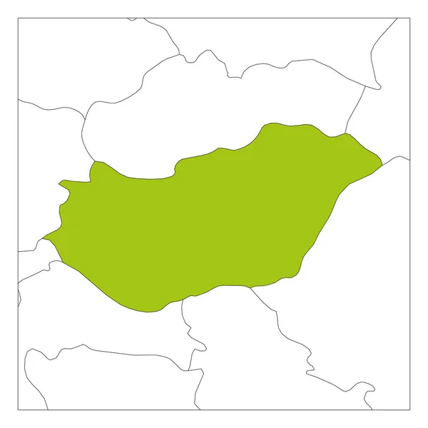 Mapa maďarské zeleně zdůrazněná sousedským zemím — Stockový vektor