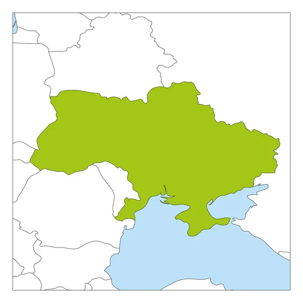 Ukrayna yeşil haritası komşu ülkeler ile vurgulanır — Stok Vektör