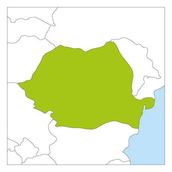 Carte de la Roumanie verte mise en évidence avec les pays voisins — Image vectorielle