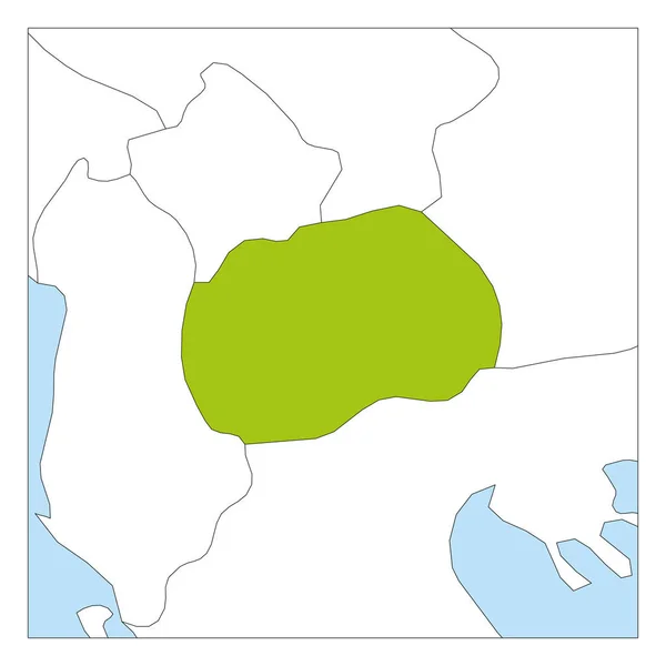 Mapa de Macedonia verde resaltado con los países vecinos — Vector de stock