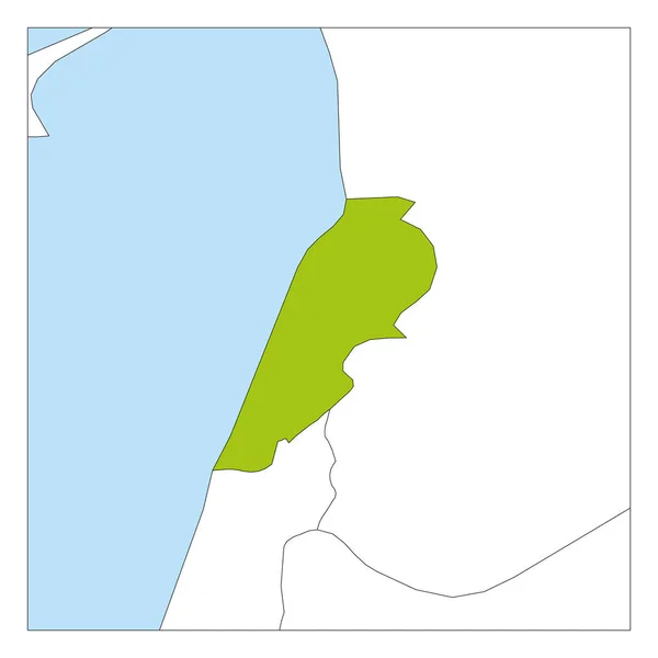 Χάρτης του Λιβάνου πράσινο τονίζεται με γειτονικές χώρες — Διανυσματικό Αρχείο