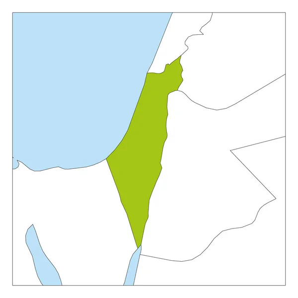 Mapa Izraela Zielona podświetlona z krajami sąsiadującymi — Wektor stockowy