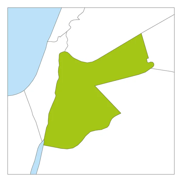 Mapa de Jordania verde resaltado con los países vecinos — Vector de stock