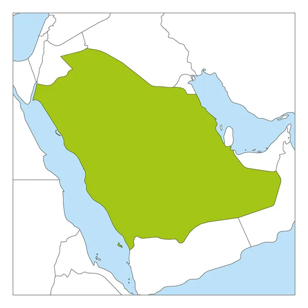 Мапа Саудівської Аравії зелений підкреслив з сусідніми країнами — стоковий вектор