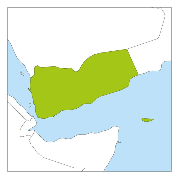 Jemenben zöld Térkép a szomszéd országokkal — Stock Vector
