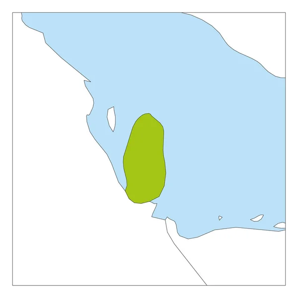 Karta över Qatar grön markeras med grannländer — Stock vektor