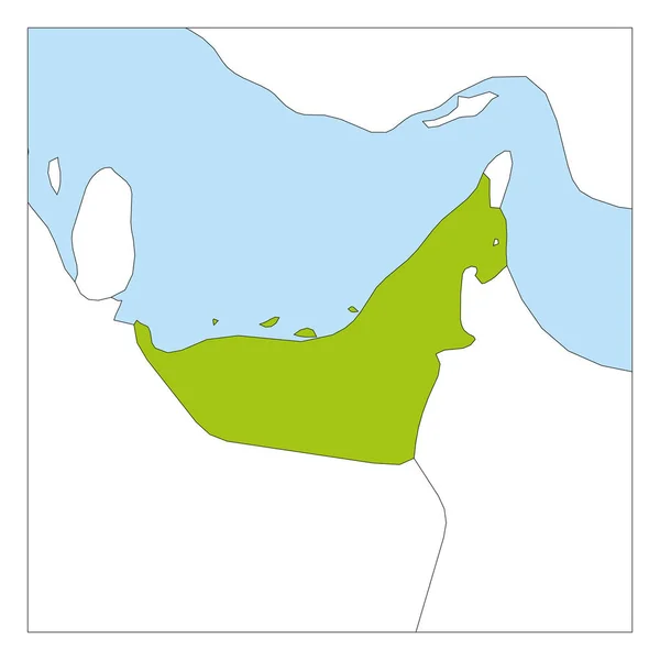 Mapa dos Emirados Árabes Unidos verde destacado com países vizinhos — Vetor de Stock