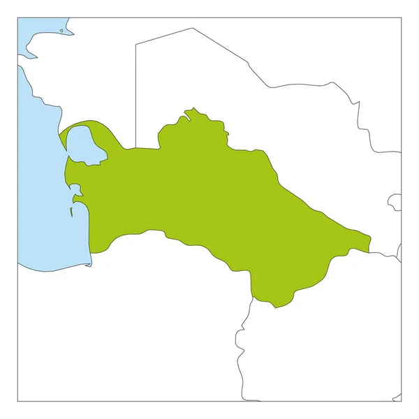 Mapa de Turkmenistán verde resaltado con los países vecinos — Vector de stock