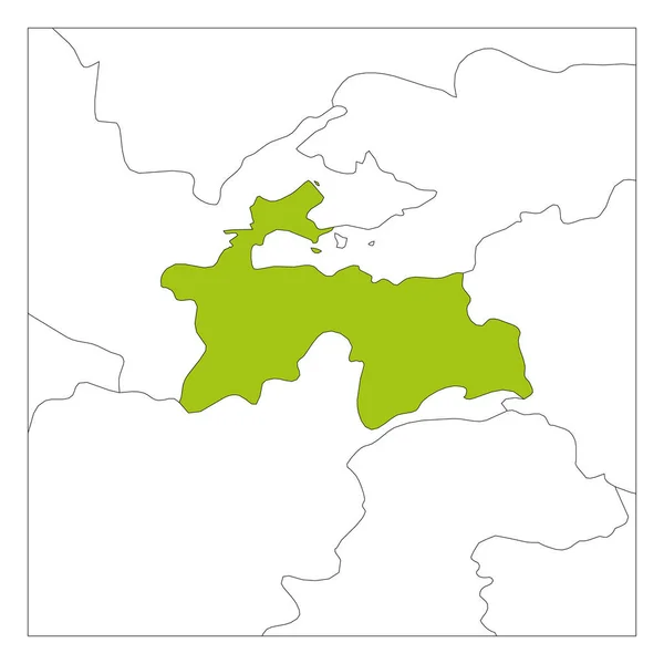 Mapa do Tajiquistão verde destacado com países vizinhos — Vetor de Stock