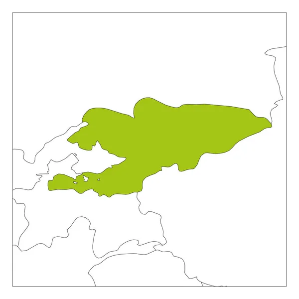 Kırgızistan yeşil haritası komşu ülkelerle vurgulandı — Stok Vektör