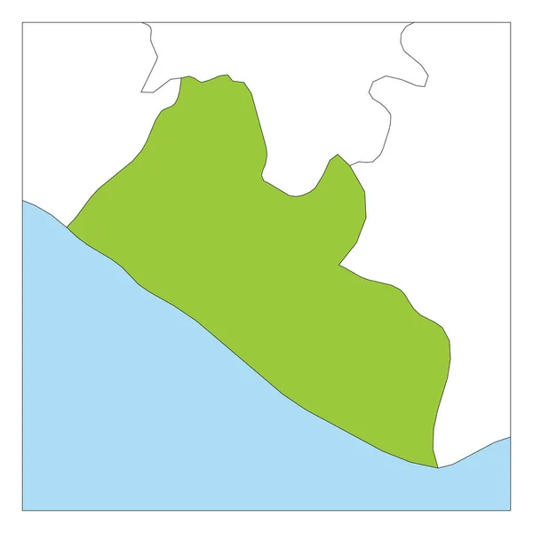 Χάρτης της Λιβερίας πράσινο υπογραμμισμένα με γειτονικές χώρες — Διανυσματικό Αρχείο