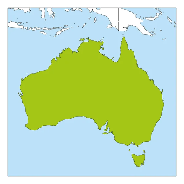 Mappa di Australia verde evidenziato con i paesi vicini — Vettoriale Stock