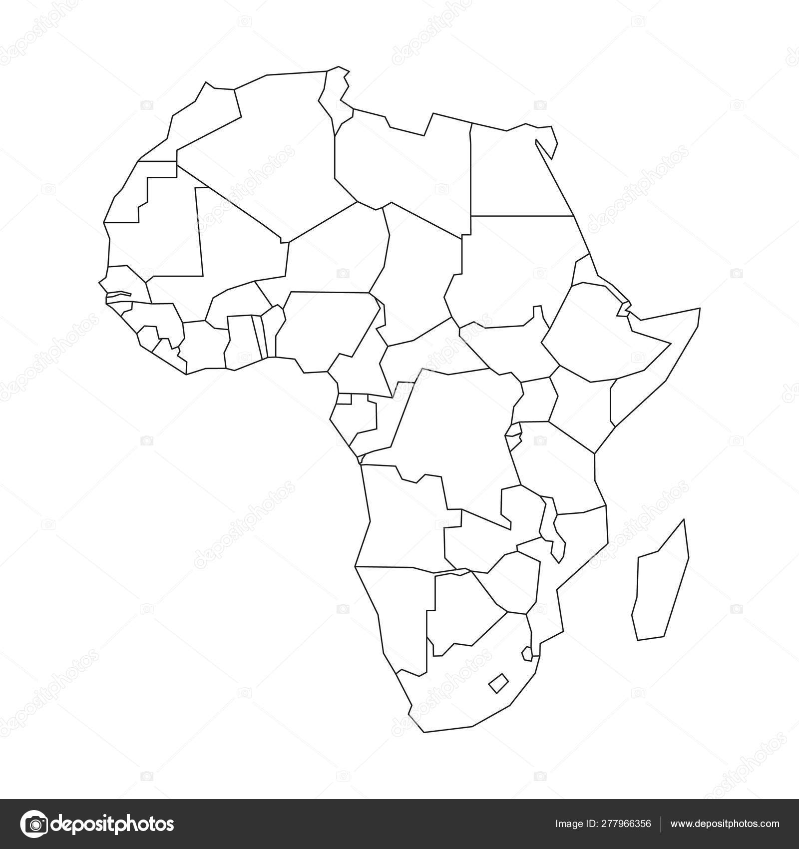 Political map of Africa. Simplified black wireframe outline. Vector illustration Stock Vector by
