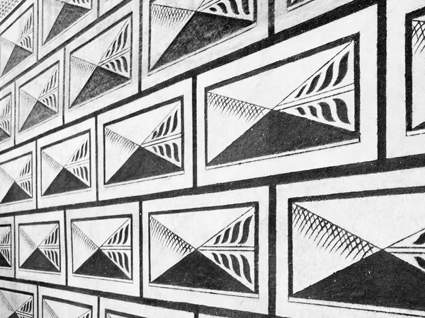 Renascimento preto e branco carta padrão sgraffito da fachada — Fotografia de Stock
