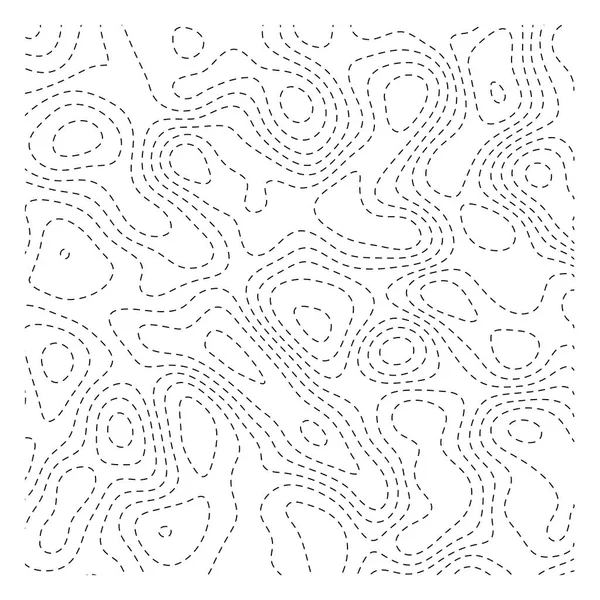 Abstrakte topoghrapische Karte. dünne schwarze gestrichelte Höhenlinien auf weißem Hintergrund. Vektorillustration — Stockvektor