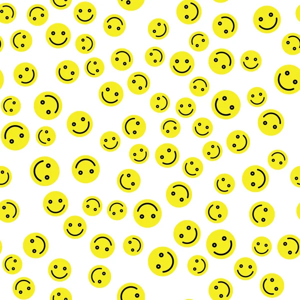 Emoji zökkenőmentes mintás háttérrel nyomtatni. Egyszerű mosoly sárga hangulatjelek. Vektoros illusztráció — Stock Vector
