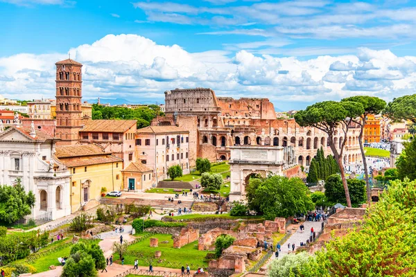 Foro Romano, Foro Latino Romanum, cenere più importante dell'antica Roma. Vista aerea dal Palatino — Foto Stock