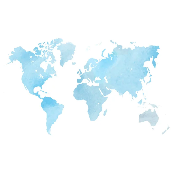蓝色的世界水彩地图。矢量插图 — 图库矢量图片