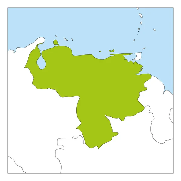 Карта Венесуэлы зеленый выделен с соседними странами — стоковый вектор