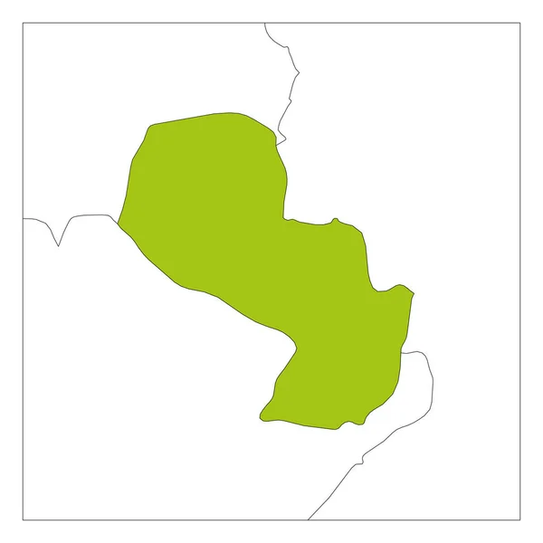 Χάρτης της Παραγουάη πράσινο τονίζεται με γειτονικές χώρες — Διανυσματικό Αρχείο