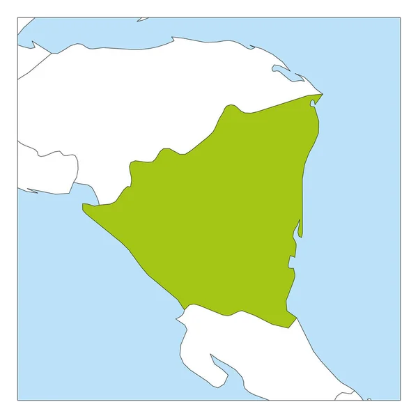 Mapa de Nicaragua verde resaltado con los países vecinos — Archivo Imágenes Vectoriales