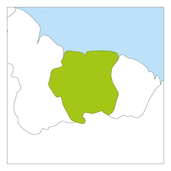 Mapa de Surinam verde resaltado con los países vecinos — Vector de stock