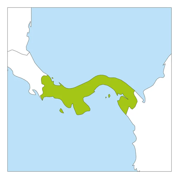 Mapa Panamy zelená se zvýrazněnou sousedskou zemí — Stockový vektor