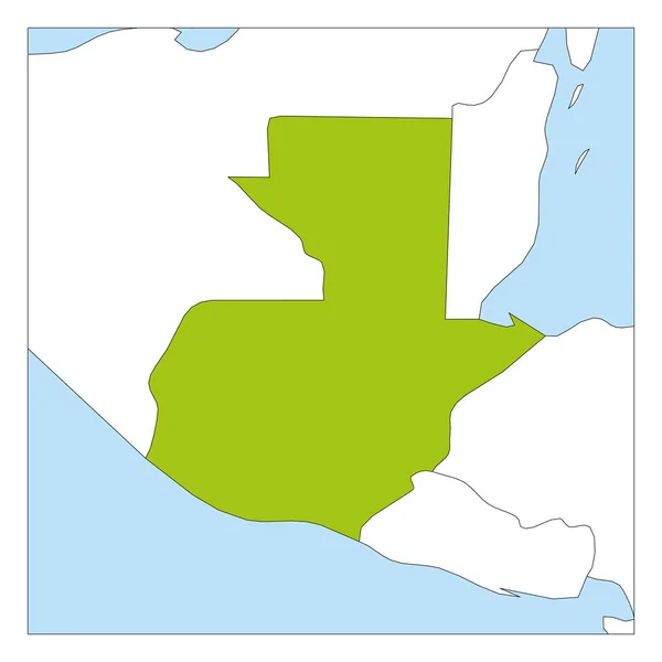 Mapa de Guatemala verde resaltado con los países vecinos — Vector de stock