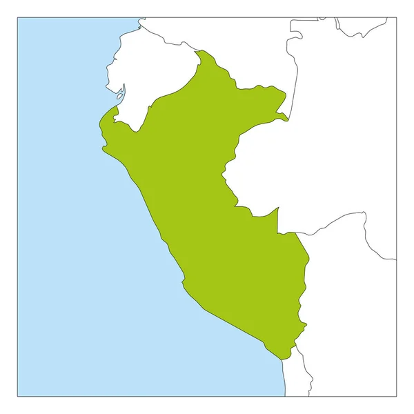 Mappa del Perù verde evidenziato con i paesi vicini — Vettoriale Stock