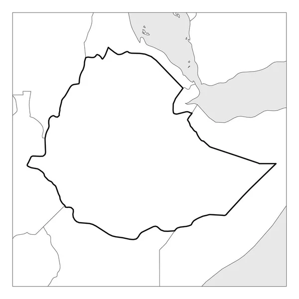 Komşu ülkelerle vurgulanan Etiyopya siyah kalın anahat Haritası — Stok Vektör
