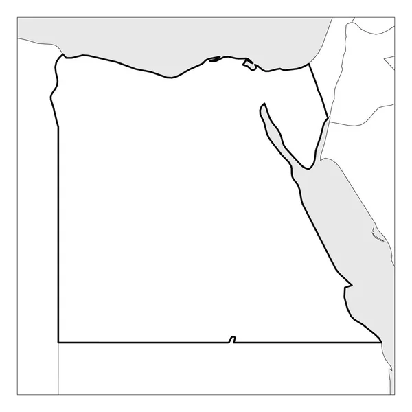 Mapa de Egipto negro contorno grueso resaltado con los países vecinos — Archivo Imágenes Vectoriales