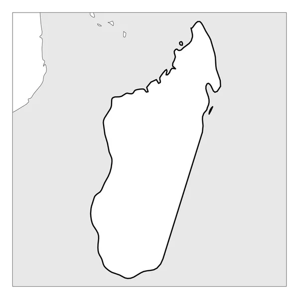 Carte de Madagascar contour épais noir mis en évidence avec les pays voisins — Image vectorielle